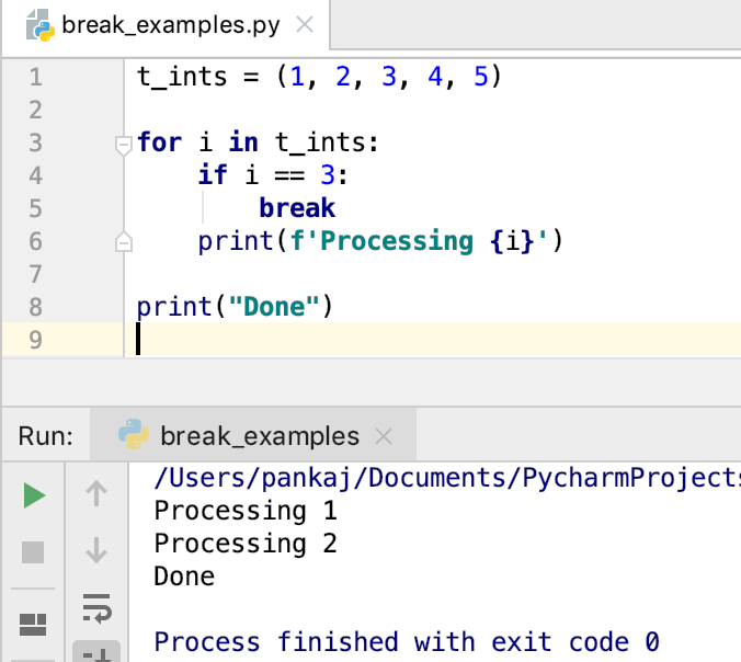 Python 的 for 循环中的 break 语句