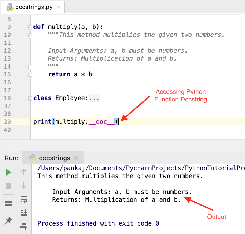 Python 文档字符串示例