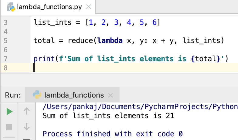 Python lambda 函数使用 reduce() 函数
